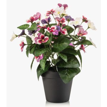Artificial pansies NORHA in decorative pot, pink-purple-white, 30cm