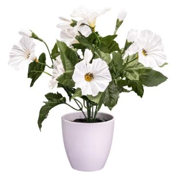 Artificial flower Petunia VALMAR in melamine planter, white, 12"/30cm