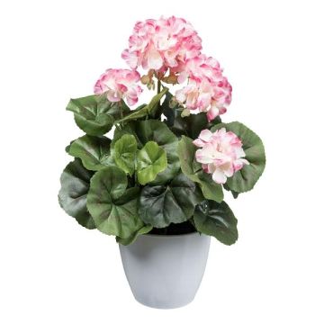 Artificial flower Geranium KLUMOR in melamine planter, pink-white, 14"/35cm Artificial flower Geranium KLUMOR in melamine planter, pink-white, 14"/35cm