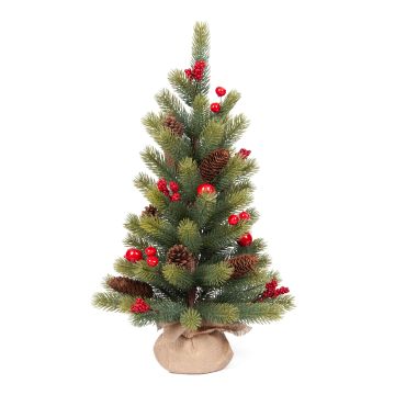 Artificial Fir tree HANKA, cones, fruits, jute sack, 60cm, Ø30cm