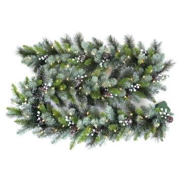 Artificial Fir garland WISCONSIN, decorated silver, glitter, LEDs, 275cm, Ø30cm