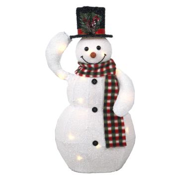 Decorative Snowman COLWOOD with motion function, LEDs, white-red-black, 30cm