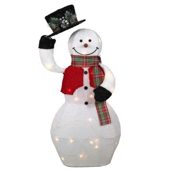 Decorative Snowman COLWOOD with motion function, LEDs, white-red-black, 45cm