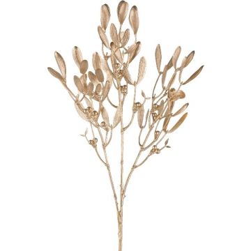 Artificial branch mistletoe GLUNTA with berries, gold, 28"/70cm