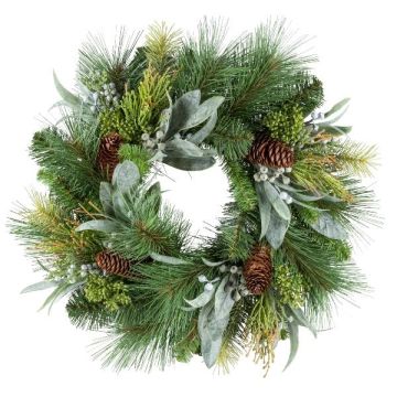 Artificial wreath of fir, pine and mistletoe JIKRA, cones, green, Ø18"/45cm Artificial wreath of fir, pine and mistletoe JIKRA, cones, green, Ø18"/45cm