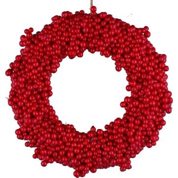 Artificial snowberry wreath MUVLO, red, Ø11"/28cm