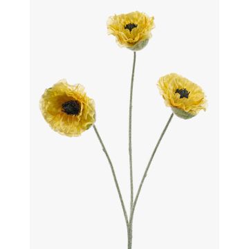 Artificial Poppy Branch WHONRA, yellow, 60cm, Ø7cm