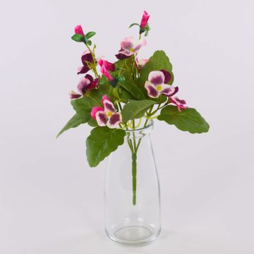 BAHNY decorative artificial pansy on a stem, pink and white, 22cm