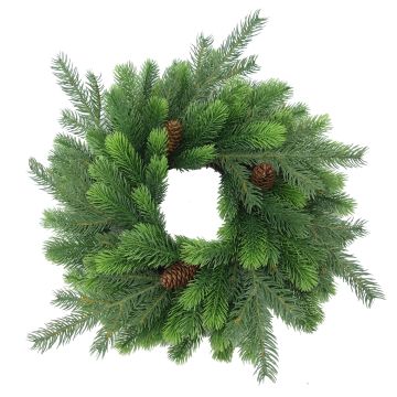 Plastic Fir wreath WYOMING with cones, Ø45cm