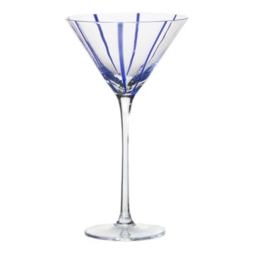 Martini glass OCTAVIUS striped, blue-clear, 21cm, Ø12cm