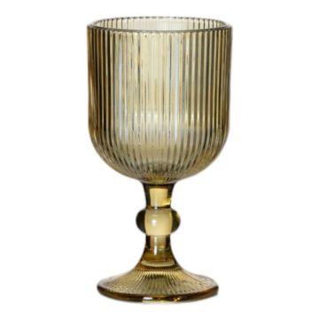 Wine glass GENOVEFA ribbed, amber-clear, 16cm, Ø9cm