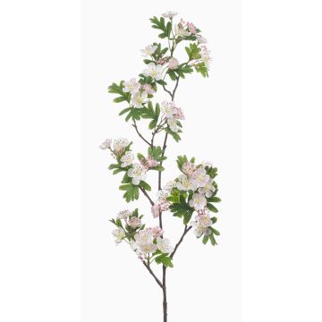 Decorative WILZEN hawthorn branch with flowers, light pink, 95cm