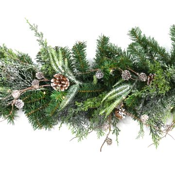 Artificial fir garland STOCKTON, green, snow-covered, LEDs, 6ft/180cm, Ø14"/35cm Artificial fir garland STOCKTON, green, snow-covered, LEDs, 6ft/180cm, Ø14"/35cm