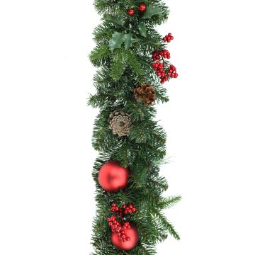 Artificial fir garland VISALIA, green, fruits, 6ft/180cm, Ø12"/30cm