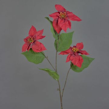 Velvet poinsettia spray TONZI, red, 31"/80cm, Ø5.5"/14cm