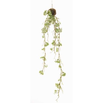 Artificial daisy hanging plant SIRIA on moss ball, white, 35"/90cm