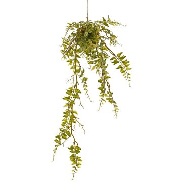 Artificial maidenhair fern hanging plant ALEXIAN on moss ball, green, 24"/60cm