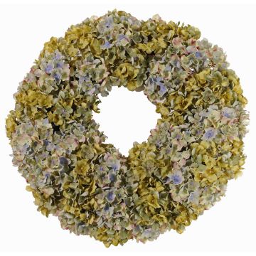 Artificial hydrangea wreath DARDANOS, green-blue, Ø18"/45cm Artificial hydrangea wreath DARDANOS, green-blue, Ø18"/45cm