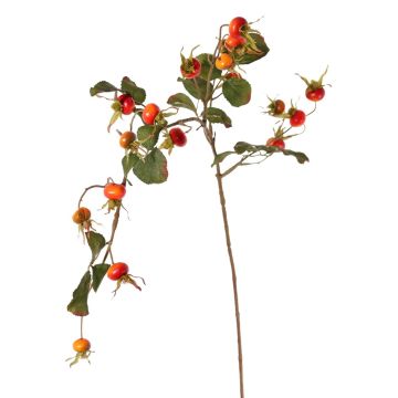 Artificial Wild Rose spray FILONAS with fruits, orange-red, 3ft/105cm