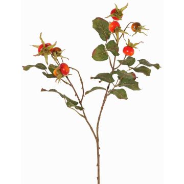 Artificial Wild Rose spray FILONAS with fruits, orange-red, 24"/60cm Artificial Wild Rose spray FILONAS with fruits, orange-red, 24"/60cm