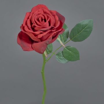 Artificial flower rose NIKOLETA, red, 12"/30cm, Ø4.7"/12cm