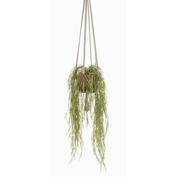Artificial Hoya linearis hanging basket MIKI, terracotta pot, green, 33"/85cm