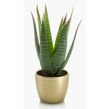 Artificial Aloe variegata MARTINEZ, golden ceramic pot, green, 10"/25cm, Ø6.7"/17cm Artificial Aloe variegata MARTINEZ, golden ceramic pot, green, 10"/25cm, Ø6.7"/17cm