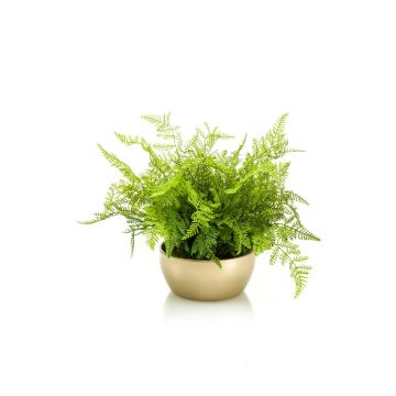 Artificial lady fern HANNU in golden ceramic bowl, green, 16"/40cm, Ø18"/45cm Artificial lady fern HANNU in golden ceramic bowl, green, 16"/40cm, Ø18"/45cm