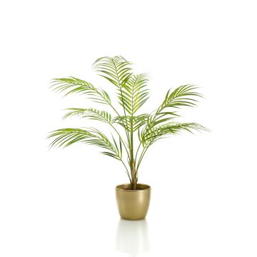 Artificial parlour palm ALUVIAL in golden ceramic pot, 33"/85cm