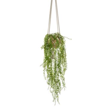 Artificial climbing fig hanging basket AMADOR, golden ceramic pot, green, 3ft/100cm