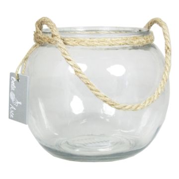 Glass globe vase DAVY with handle, clear, 6"/15cm, Ø7"/18cm Glass globe vase DAVY with handle, clear, 6"/15cm, Ø7"/18cm