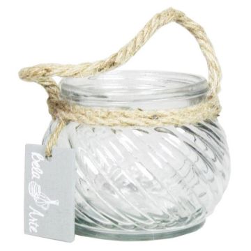 FIDELMA glass table lamp, ribbed, clear, 9 cm, Ø 11.5 cm
