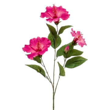 Artificial hibiscus Branch AMADOU with flowers, fuchsia, 31"/80 cm