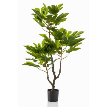 Artificial fig tree TAPIWA with fruits, synthetic trunk, green, 3ft/95 cm