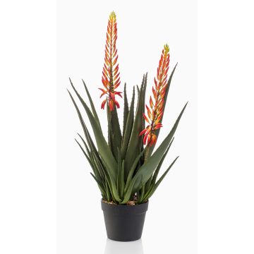 Aloe vera artificial plant SUSUMI with flowers, decorative pot, orange-green, 31"/80cm Aloe vera artificial plant SUSUMI with flowers, decorative pot, orange-green, 31"/80cm