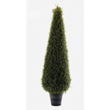 Artificial boxwood pyramid TOM in decorative pot, crossdoor, 4ft/135 cm