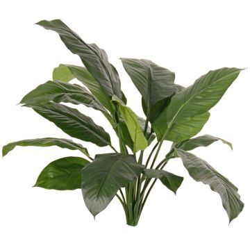 Artificial Spathiphyllum 'PLAKIAS', flame-retardant, with support stick, green, 35"/90cm