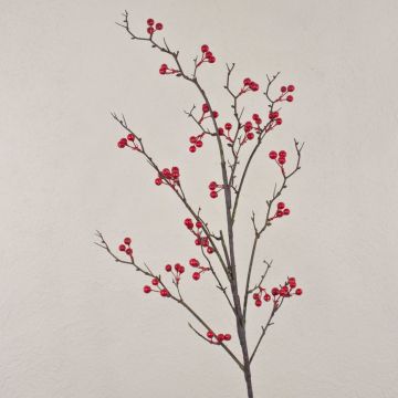 Artificial snowberry branch LEERDIK with fruits, red, 4ft/120cm