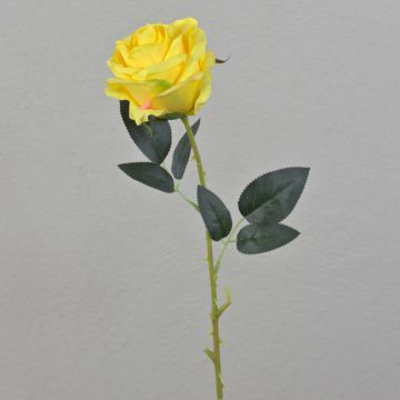 Fake rose ELEAZAR, yellow, 26"/65cm, Ø 3.5"/9cm