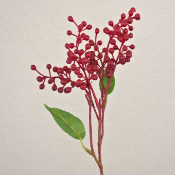 Artificial elderberries branch TEITH with fruits, red, 16"/40cm