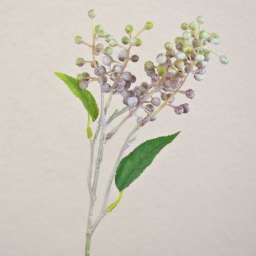 Artificial elderberries branch TEITH with fruits, brown-green, 16"/40cm