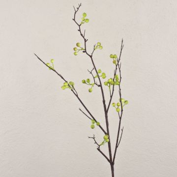 Artificial snowberry branch LEERDIK with fruits, green, 3ft/100cm
