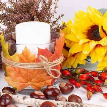 A candle-lit autumn scene