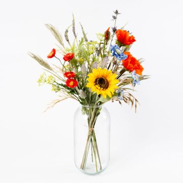 Artificial countryside bouquet PALILA, red-blue-yellow, 80cm, Ø40cm