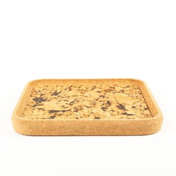 Square cork serving tray FUENTES made of agglomerated cork, natural-black, 11"x11"x1.2"/29x29x3cm Square cork serving tray FUENTES made of agglomerated cork, natural-black, 11"x11"x1.2"/29x29x3cm