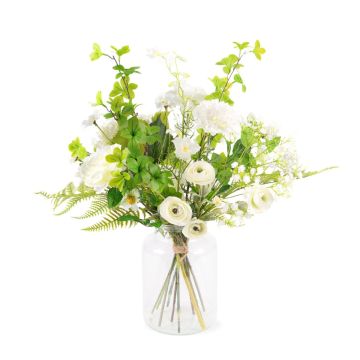 Artificial winter bouquet GWENDA, white-green, 24"/60cm, Ø18"/45cm