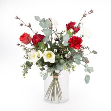 Artificial winter bouquet FUYUMI, red-white, 24"/60cm, Ø16"/40cm
