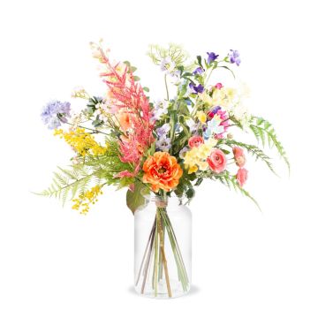Artificial spring bouquet AVIV, pink-purple-yellow, 30"/75cm, Ø22"/55cm