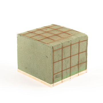 ®mosy Ökodur Funeral floristry floral foam SERLO with wire grid, natural wood base, green, 4.3"x4.3"x3.5"/11x11x9cm