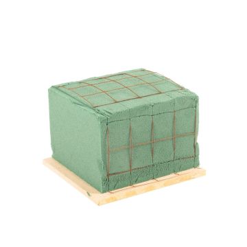 ®mosy Ökodur VESDO floral foam for grave decorations with wire mesh, grip edge, natural wood base, green, 4.5"x4.3"x3.3"/11.5x11x8.5cm ®mosy Ökodur VESDO floral foam for grave decorations with wire mesh, grip edge, natural wood base, green, 4.5"x4.3"x3.3"/11.5x11x8.5cm